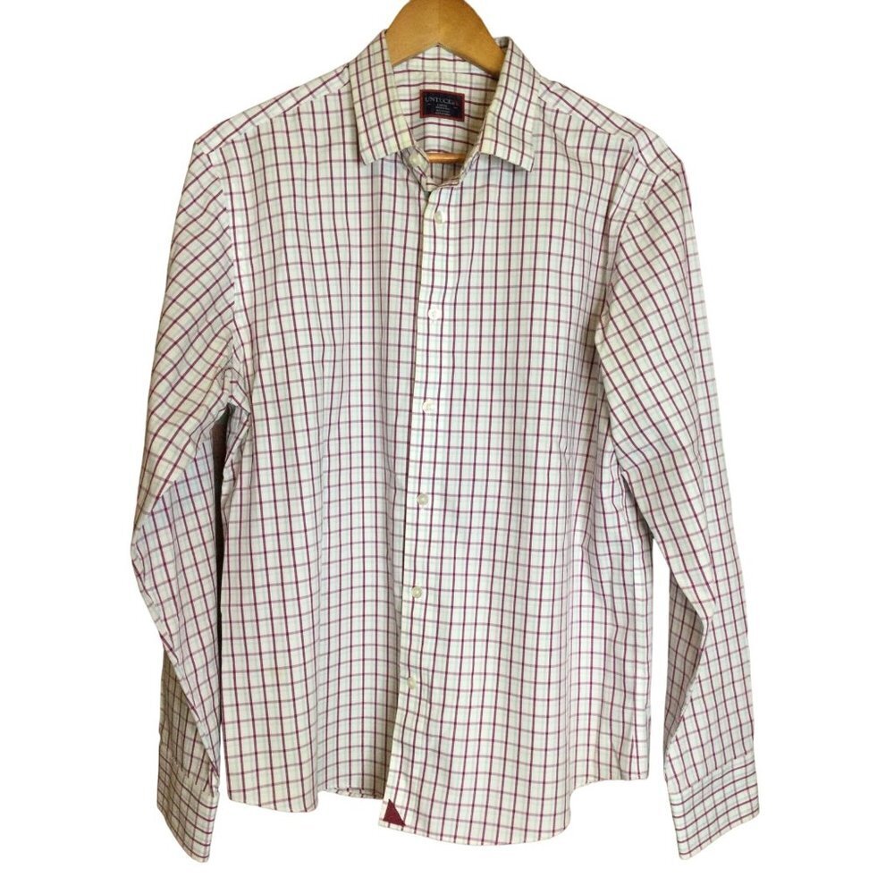 Untuckit Men’s Check Long Sleeve Button Up Shirt Collared Size Large